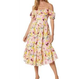 NWT MISA Los Angeles Rue Floral Hello Yellow Midi Dress